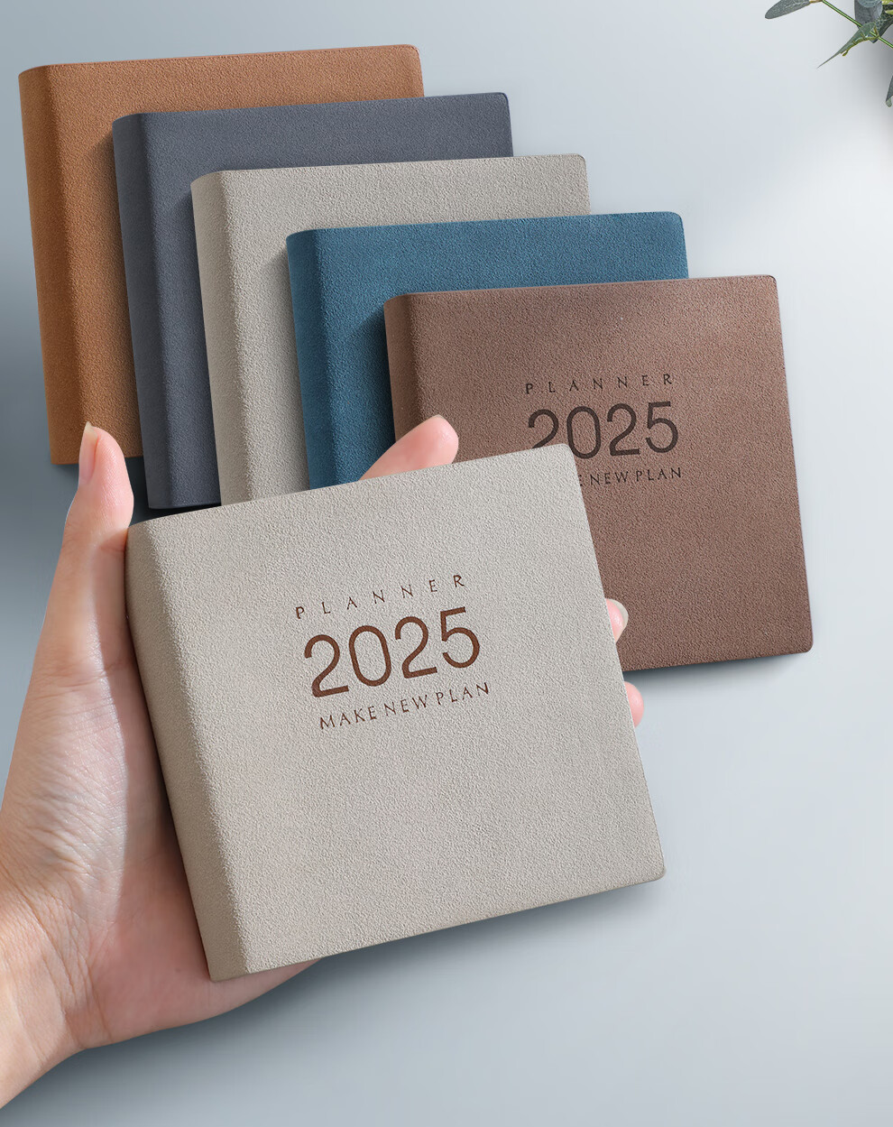 Longe 2026 Square Daily Planner, Leather Cover Efficiency Handbook, Small Portable Calendar Notebook, Study Planner, Time Management Organizer, Customizable 2