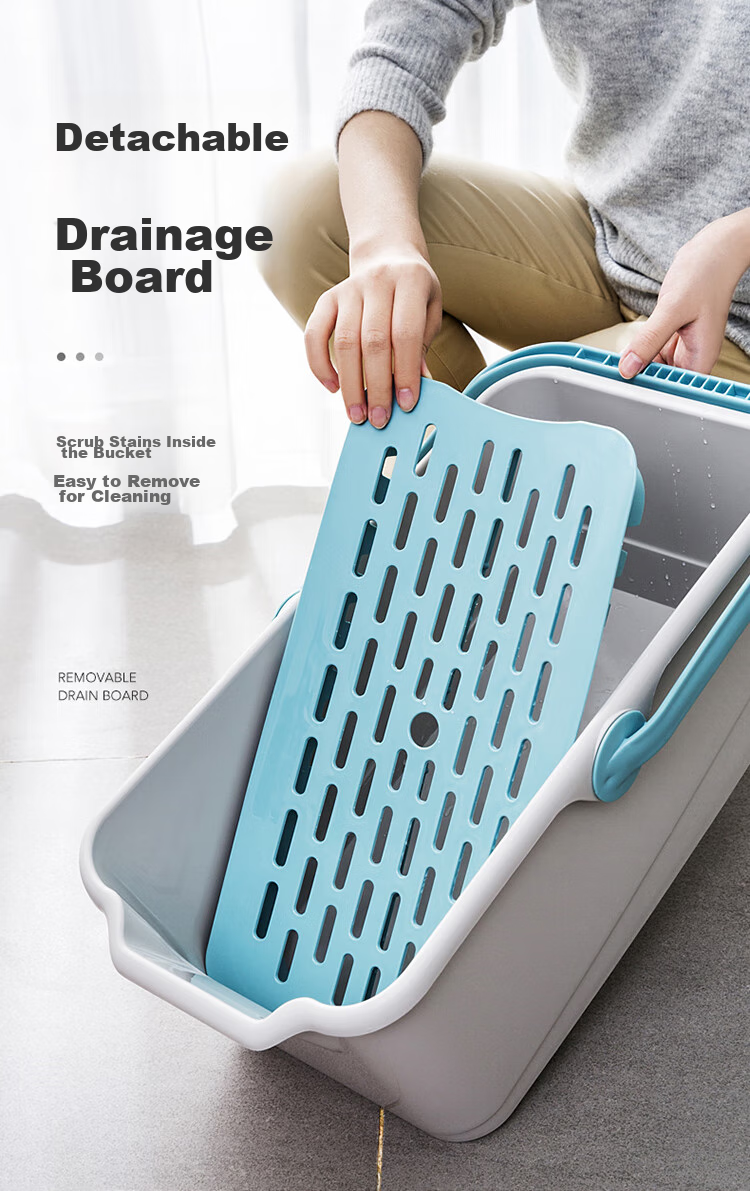 MARYYA Rectangular Mop Bucket, Diameter 47.5cm, Cleaning Sponge Flat Mop, Floor Mopping Bucket, Single Bucket Water Bucket 7