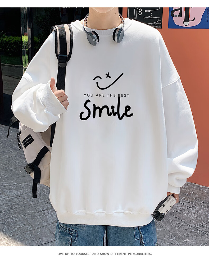 Foss Phil American Vintage Floral Embroidered Crewneck Sweatshirt Men Spring Autumn Loose Casual Top WY013 Obsidian Black 3XL 8