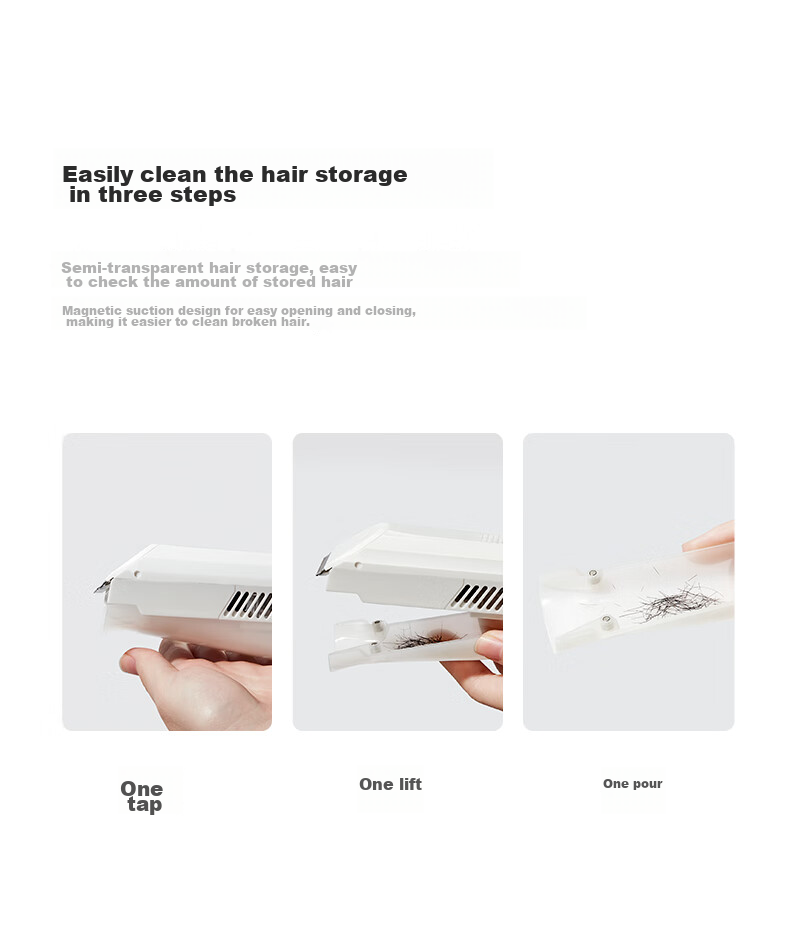Babycare Baby Hair Clipper, Fully Waterproof, Low Noise, Upgraded Automatic Hair Suction, for Children's Use, 0-3 Years Old, Original White 7