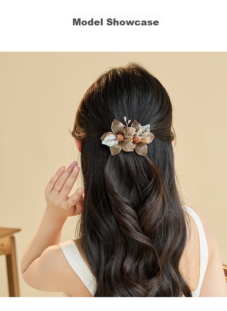 CHIMERA Handmade Copper Wire Hair Clip, Bun Maker for Back of Head, High-End Barrette for Women, Horizontal Clip, Straight Clip, Mid-Autumn Festival Gift 5