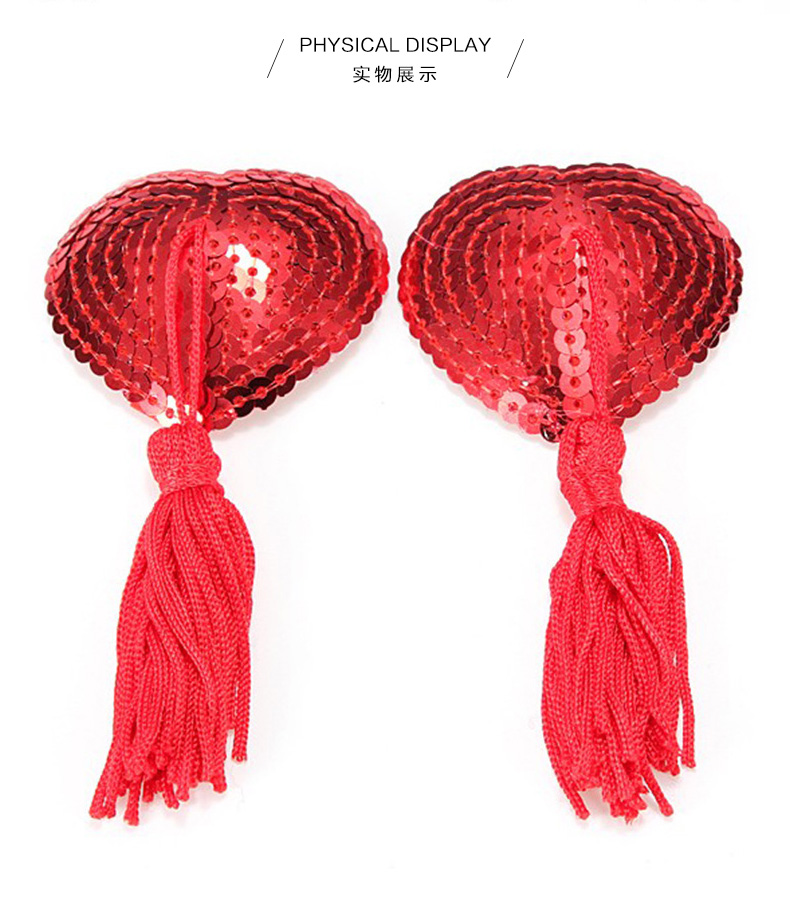 gfm性感情趣内衣女诱惑配饰心形亮片血滴子成人胸贴乳贴7834红色