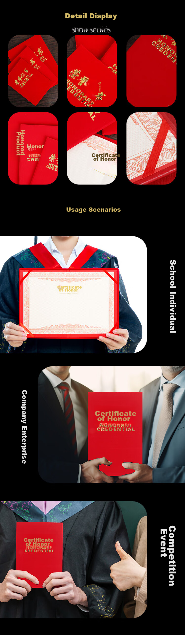 TANGO Office (TANGO) Single 8K Velvet Honor Certificate, Award Certificate Cover Customizable, Company Employee Recognition Award Certificate with 1 Inner Sheet Included 5