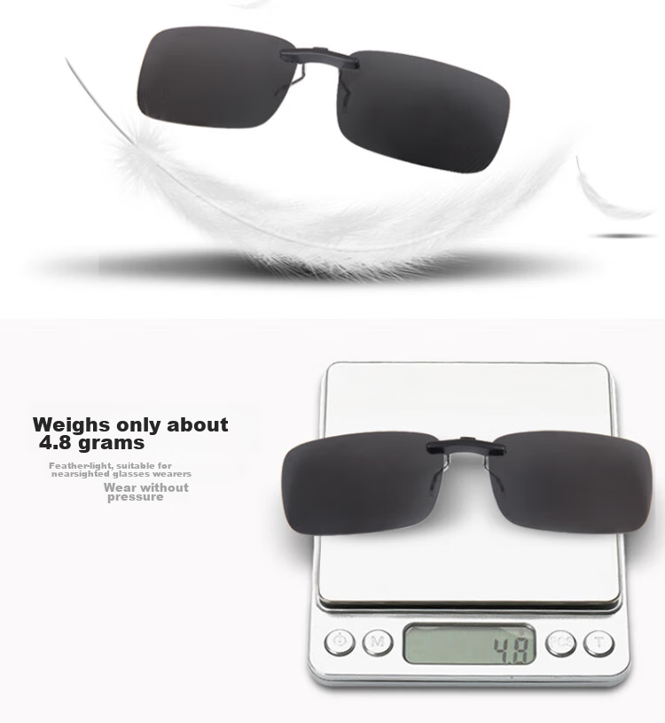 Quxing Polarized Clip-On Sunglasses, UV Protection Car Driving Sunglasses, Compatible with Nearsighted Glasses, Can Be Flipped Up to Form A Frog-Shaped Mirror 8