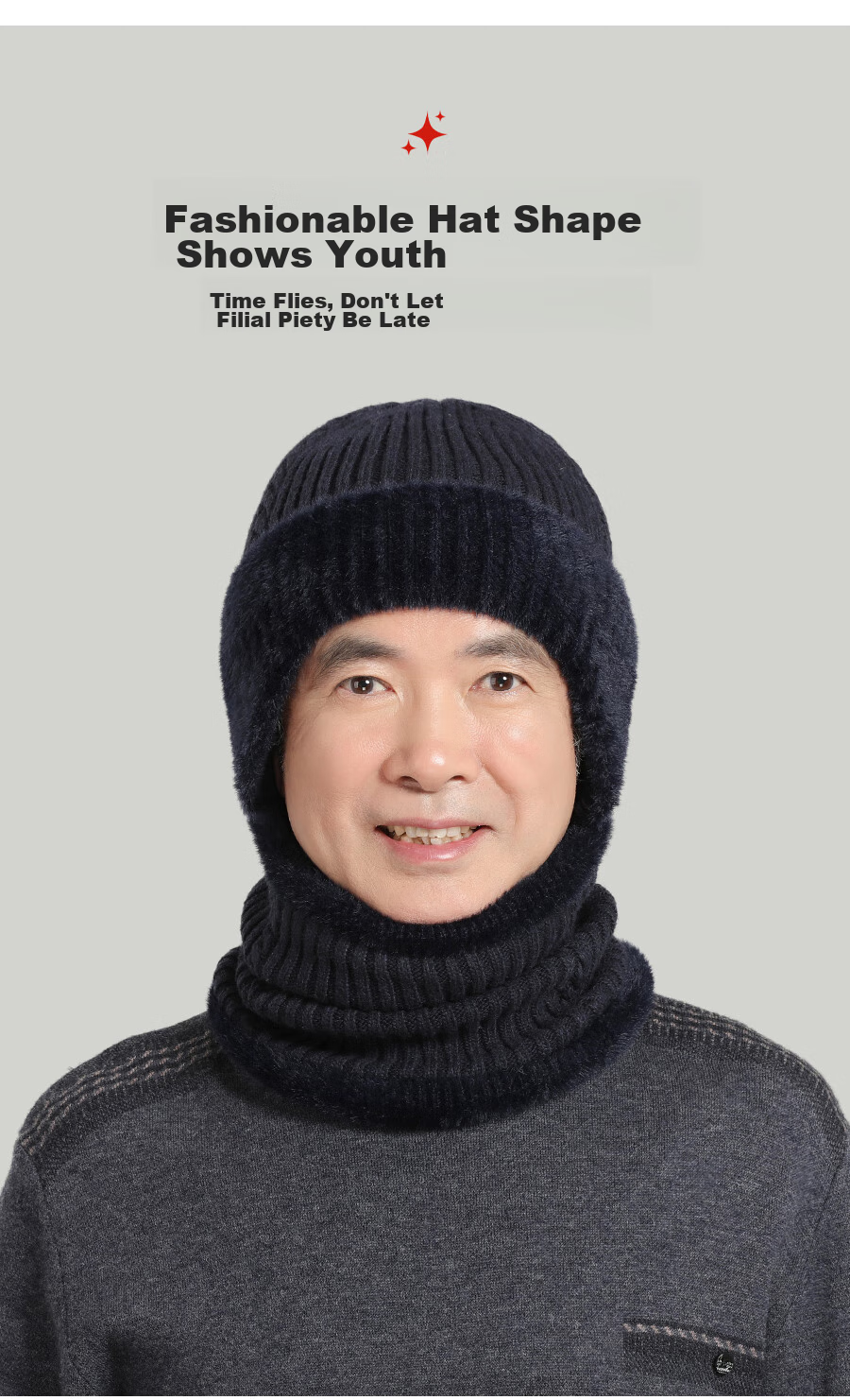 Hengyuanxiang Men's Hat for Autumn And Winter Warmth, Thick Wool Knit Cap for Middle-Aged And Elderly, Birthday Gift for Dad Or Grandpa 9