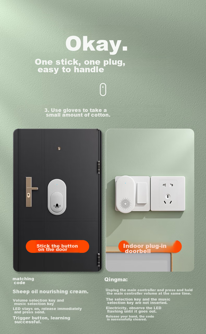 Xiya Wireless Doorbell, Elderly Call Button, Home Emergency Button for Seniors, Remote Control One-Button Emergency Alarm for Patients 12