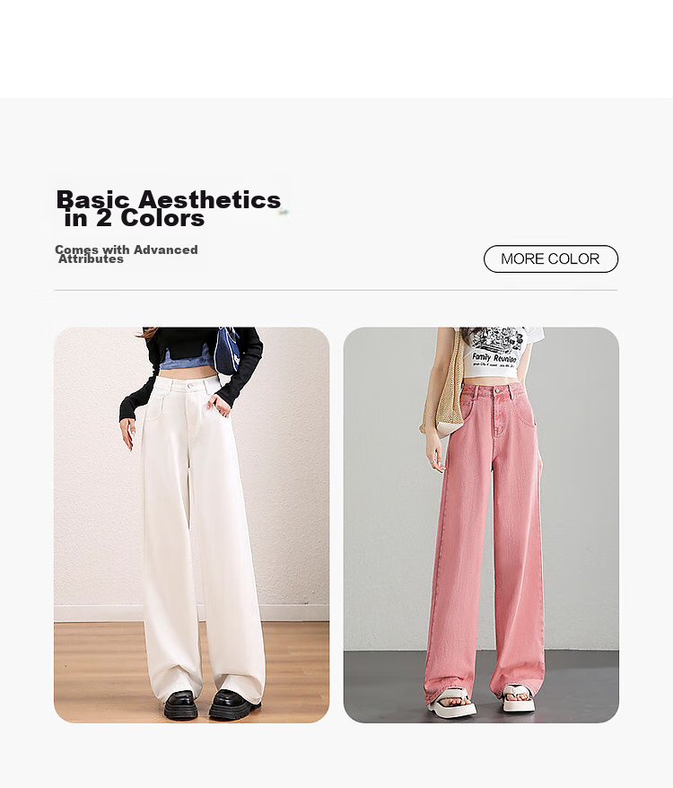 Dme [Vertical Straight Cotton Bare Feel Experience] Spring And Autumn, Slightly Chubby Pear-Shaped High-Waisted Slimming Embroidered Wide-Leg Jeans 2