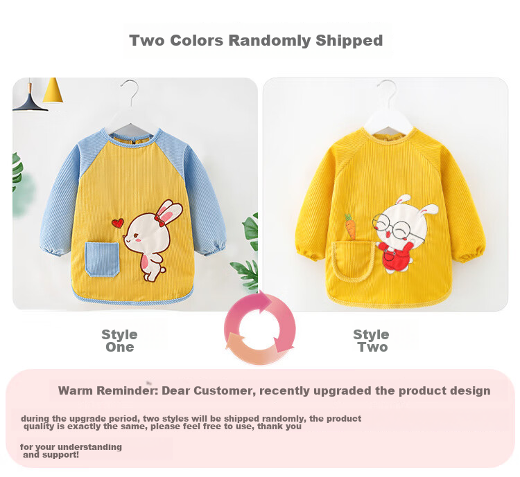 9I9 Baby Eating Smock, Outdoor Wear, Waterproof Long-Sleeve, Children's Kindergarten Painting Clothes, Rabbit A128 3
