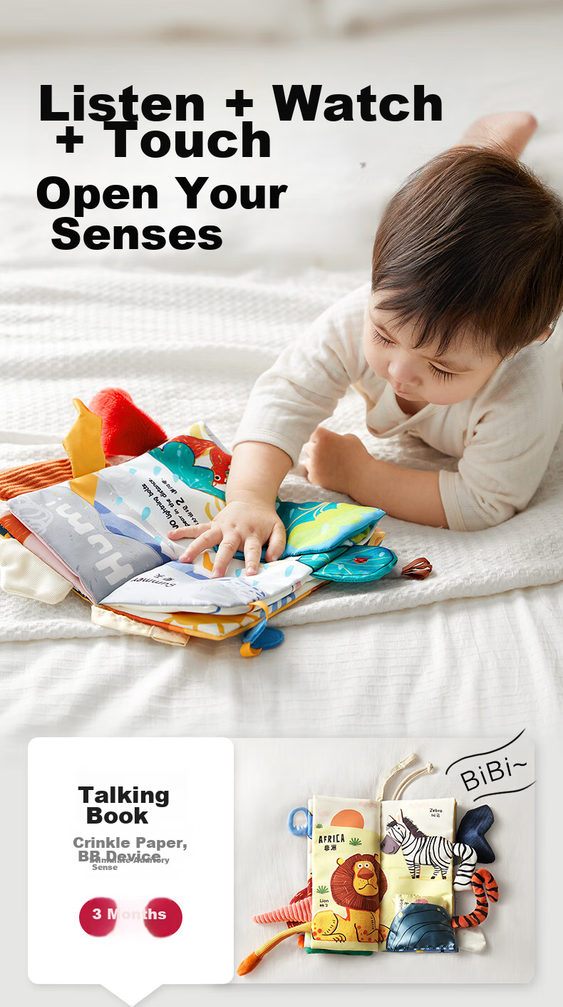 Babycare Baby 3D Tail Cloth Book, Tear-Resistant, 6 Months+, Parent-Child Interactive Toy, Ponito Four Seasons 2