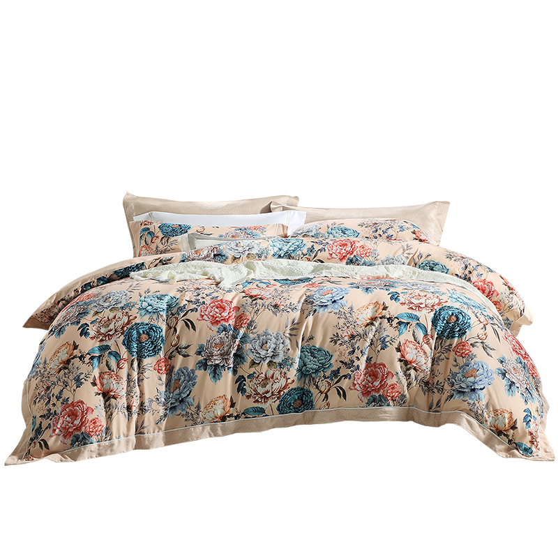 FUANNA Pure Cotton 100% Brushed Four-Piece Bedding Set, Double-Sided Cotton Duvet Cover And Bedsheet, Double Bed Set, 203*229cm