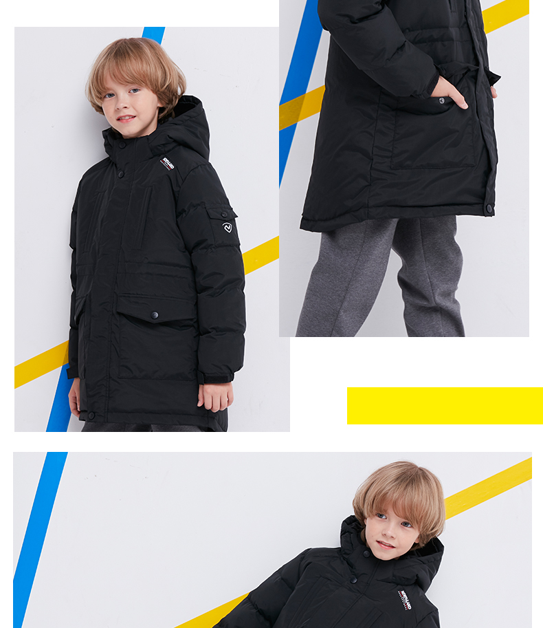 诺诗兰童装男童羽绒服2019冬装款儿童中长款大童羽绒外套保暖co075405