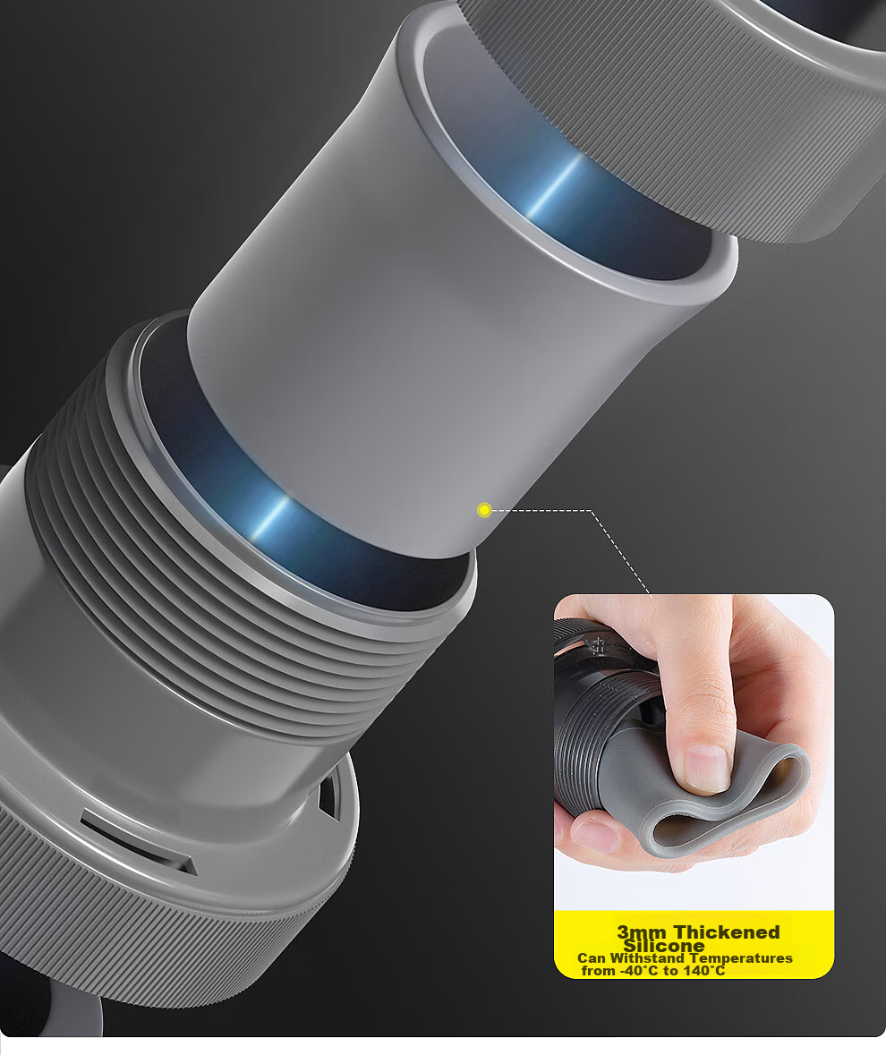 Haili Sink Drain Pipe, Anti-Odor Basin Drain, Flexible Hose Wall Drainage Pipe, ABS Material, 73318Q 6
