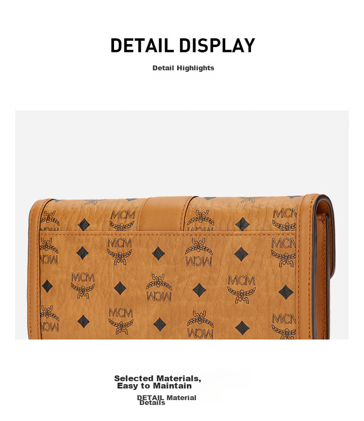 MCM [Brand Original Box] TRACY Large Leather Chain Crossbody Women's Bag, Cognac Color, Gift 7