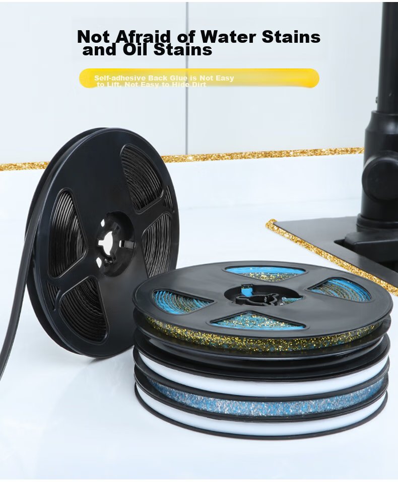 Mileqi Tile Gap Sealing Strip, Kitchen Sink Stove Floor Gap Adhesive, Waterproof Mold-Proof Moisture-Resistant, Water-Resistant No-Curling Edge, Strong Adhesion, Pearl Black, 8mm Wide * 6m Long * 1 Roll 9