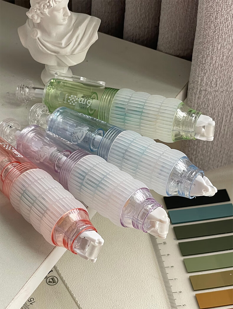 Shaonianban Dotted Glue Pen, Retractable High-Value Dotted Glue Pen with Correction Tape, Strong Double-Sided Adhesive, Large Capacity, Children's Craft High Viscosity, Green Grape Ice Lemo 10
