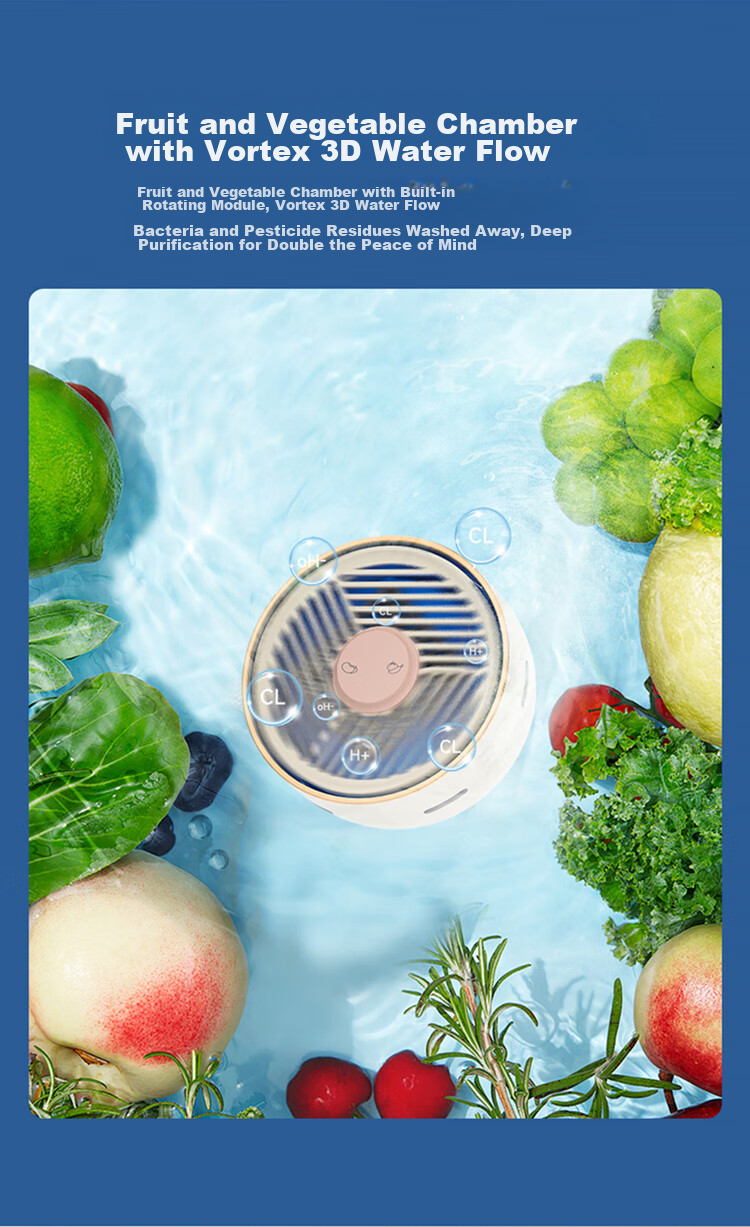GUGE [Meat And Vegetable Separation Washing] German Wireless Fruit And Vegetable Purification Cleaning Machine, Fruit Cleaner, Vegetable Purifier, Food Purifier, Vegetable Washer, Fruit And Vegetable Cleaning Device, Titanium Fruit And Vegetable Machine 11