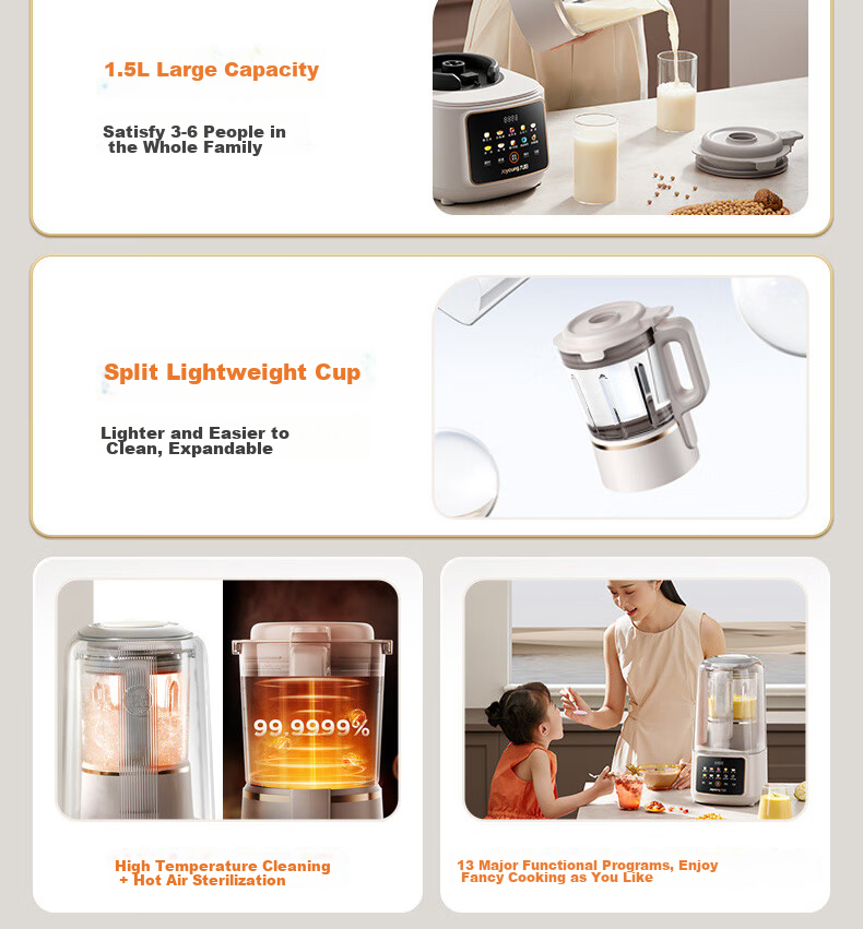 Joyoung JD-172 Multi-Functional High-Speed Blender And Juicer, 1.5L Quiet Operation, Versatile Cold And Hot Dual-Function Juicing Machine L15-P688 3