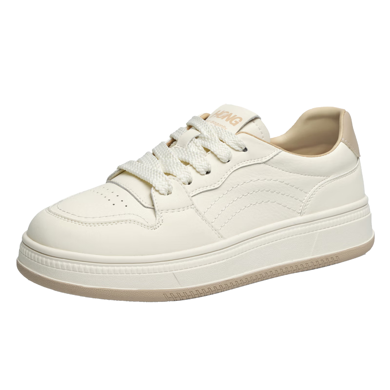 RED DRAGONFLY Casual Sneakers, Spring Women's Shoes, Student Thick-Soled Versatile White Shoes WTB15203, Beige/khaki Color, Size 36