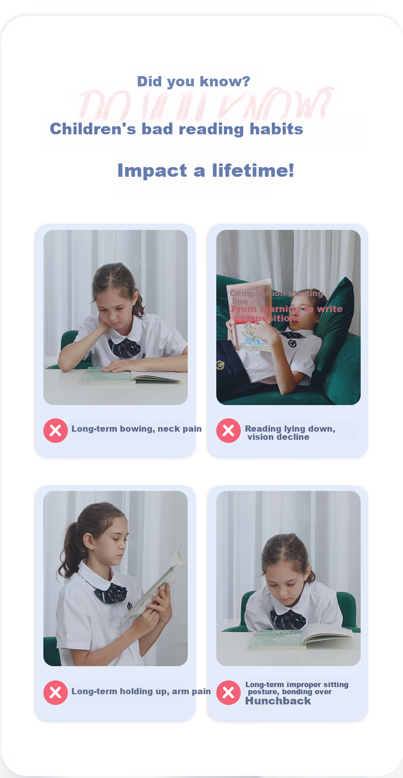 Maotaizi Double-Layer Reading Stand, Children's Book Holder, Multifunctional Reading Stand, Writing Board, Posture Corrector, Adjustable Reading Rack, Book Fixer 3