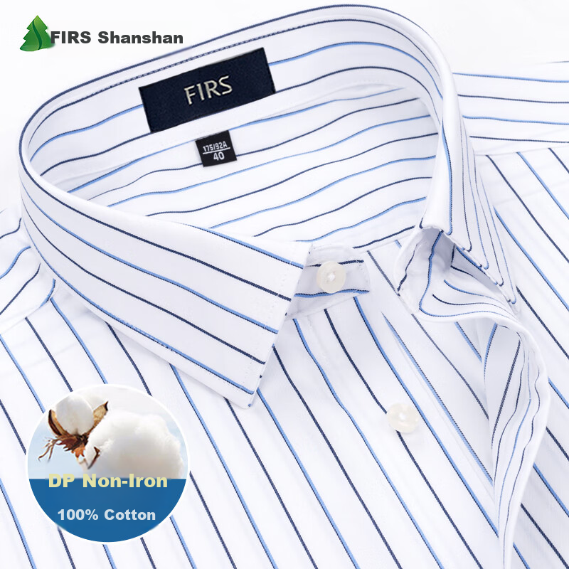 FIRS [DP Wrinkle-Free] Men's Long-Sleeve Shirt, Pure Cotton, Business Formal Wear, Dad's Dress Shirt, DP29, Size 38