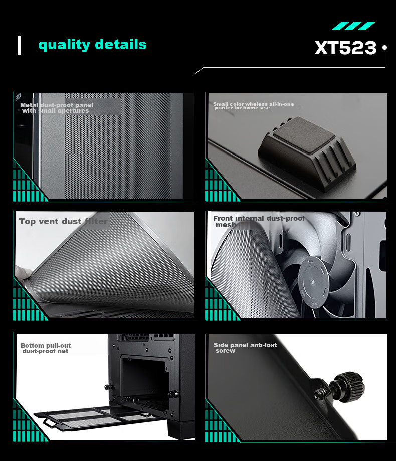 PHANTEKS XT523 Black Mid-Tower Desktop Computer Office ATX Motherboard Case (With 3x 140mm Fans / Mesh Panel / Efficient Cooling / 360mm Water Cooling Support / 5070) 19