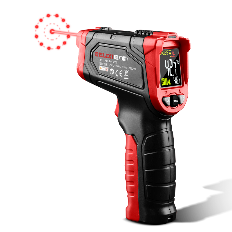 DELIXI ELECTRIC Industrial Infrared Thermometer High-Precision Temperature Gun for Oil, Kitchen Baking, and Water Temperature Measurement
