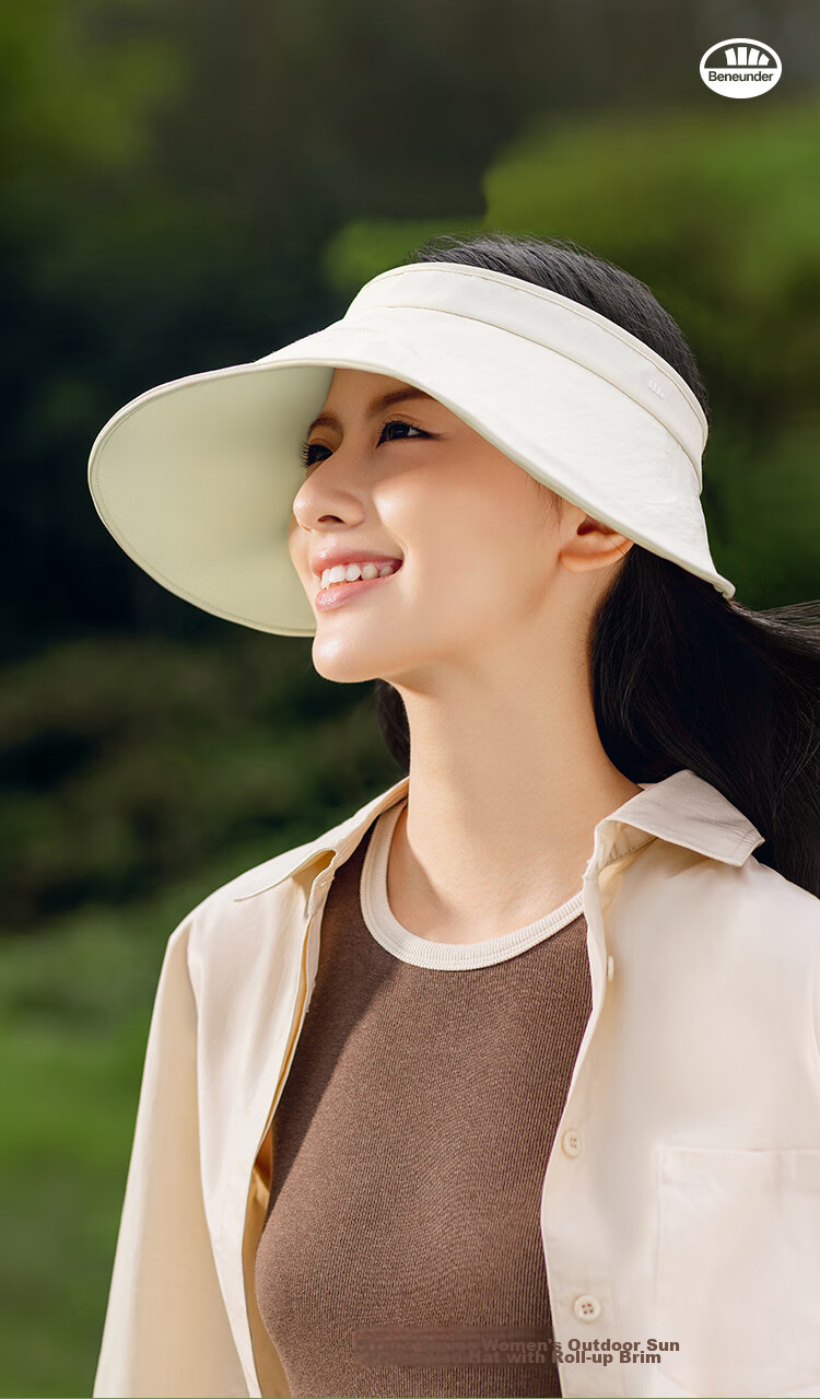 Beneunder Sun Hat for Women, UV Protection Cap, Black Gel Visor Hat, Portable Summer Roll-Up Storage Hat, Gray 15