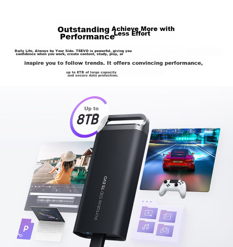 SAMSUNG 2TB Type-C USB 3.2 Portable Solid State Drive (PSSD) T5 EVO Starry Black, Direct Phone Connection, Laptop External, Large Capacity 3