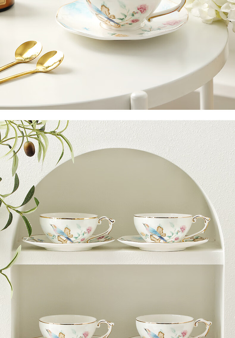 WOOCH Wedding Gift Coffee Cup And Saucer Set, High-End Afternoon Tea Set, Wedding Present, Housewarming Gift, Cups 3