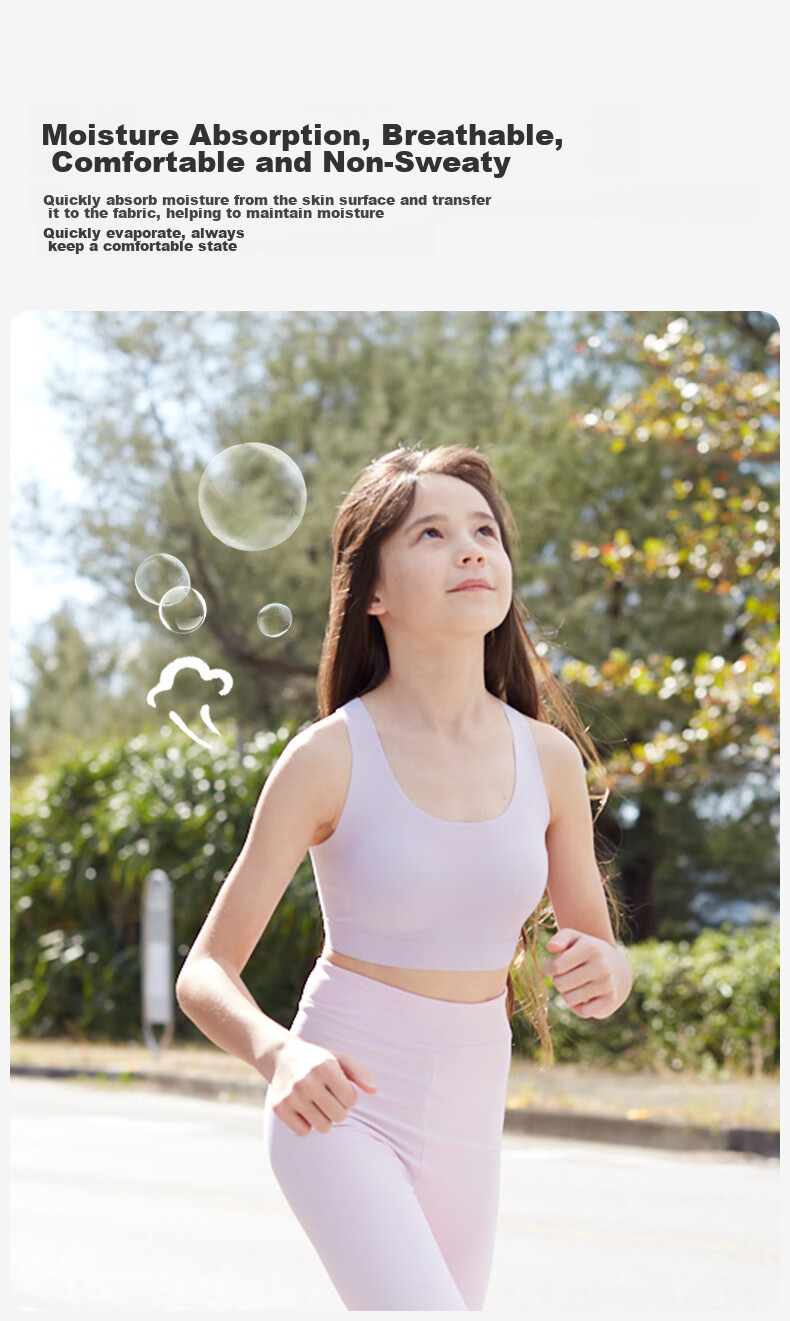Like UU Girls' Sports Bra, Girls' Training Bra, Children's Underwear, Student Middle School Vest-Style Bra for Puberty Girls 5