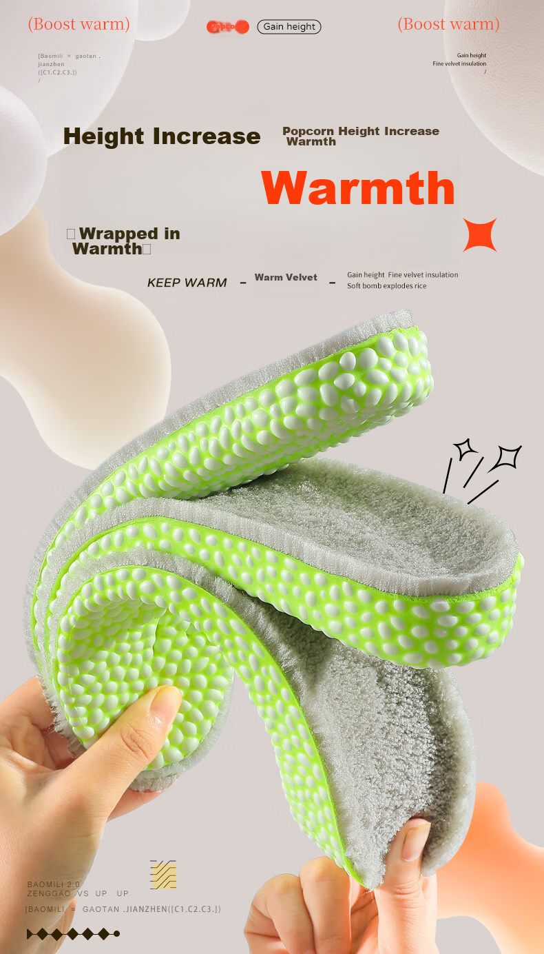 Nanjiren Warm And Height-Increasing Insoles for Men, Shock-Absorbing Breathable Invisible Hidden Height-Increasing Full Insoles with Squishy Feel, 2.5cm, Size 39-40 15