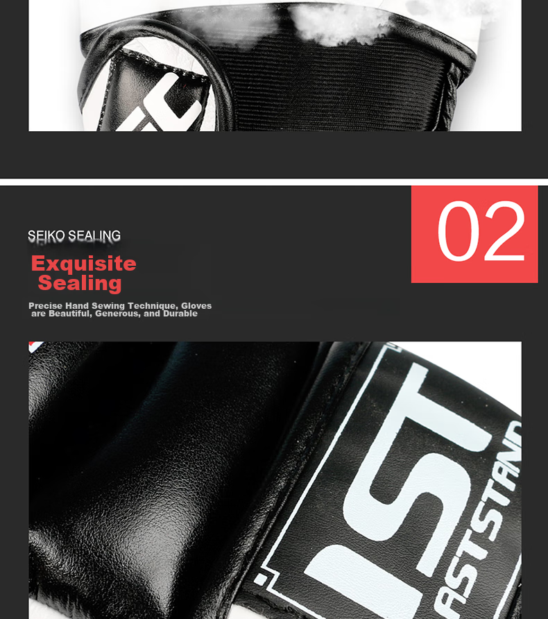 LASTSTAND Fingerless Boxing Gloves, Sanda UFC Gloves, Training MMA Boxing Gloves, Black And White, Size L 10
