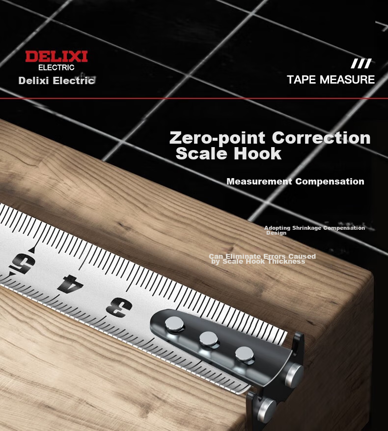 DELIXI ELECTRIC Steel Tape Measure, Household Wear-Resistant Drop-Proof High-Precision Self-Locking Ruler, Carpentry Ruler for Renovation Measurement, Steel Tape Measure 5*19 17