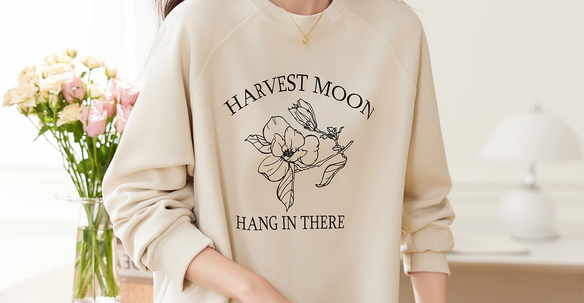 PinCai Elegant Floral Print Crewneck Sweatshirt Casual Versatile Outerwear P143W1008 44