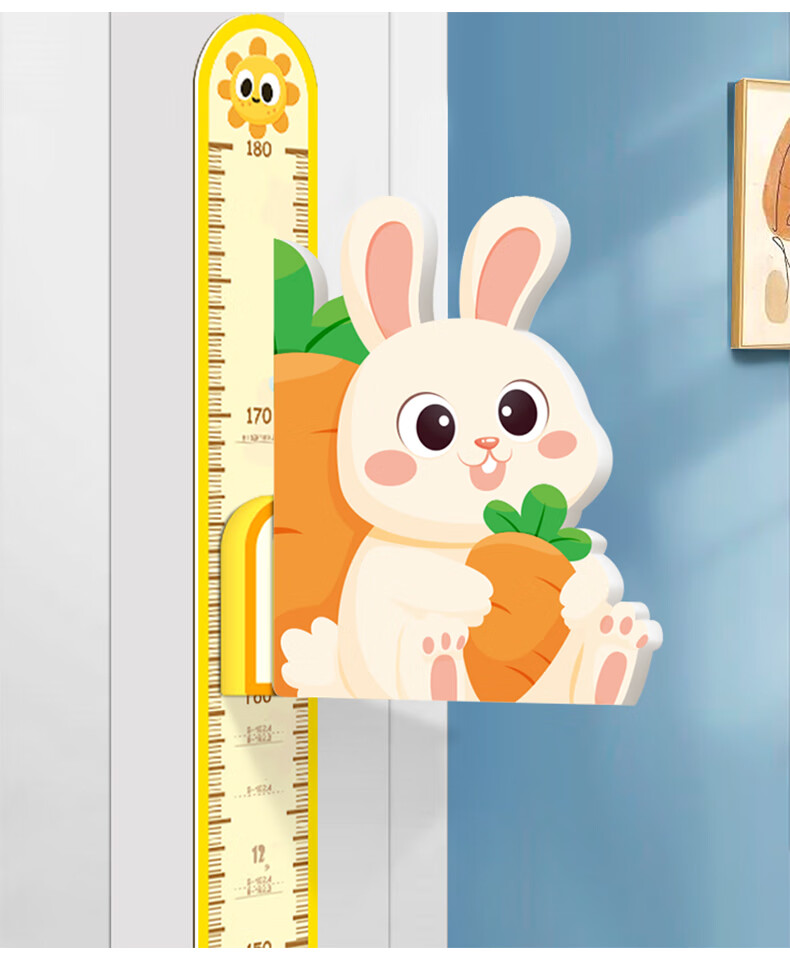 Modouyu Height Chart, 3D Cartoon Rabbit Design, Removable Living Room Baby Height Sticker, Decorative Wall Decal 10