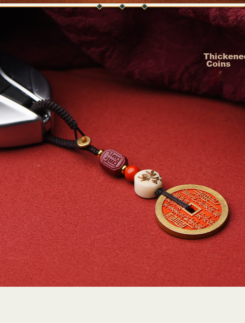 Cilingge Mountain Ghost Coin Pendant Keychain Charm, Cinnabar Amulet, Zodiac Year Gift for Men And Wome 13