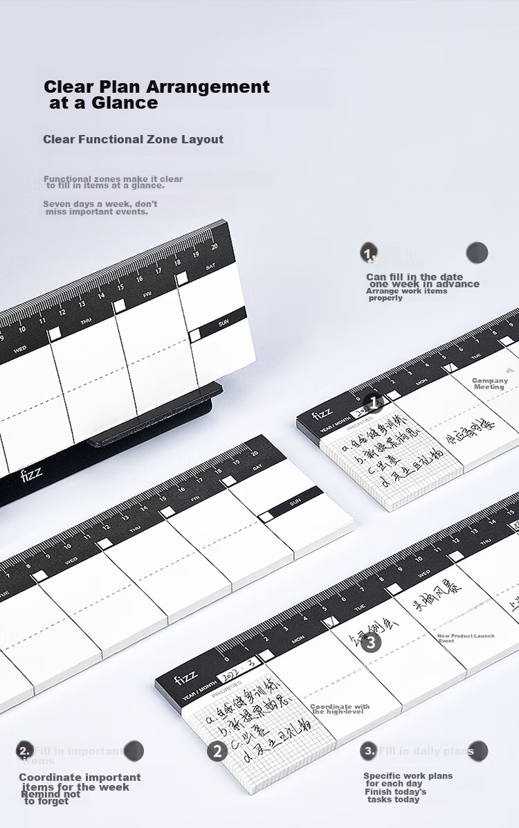 Fizz Self-Filling Calendar, Planner Notebook, Mini Desk Organizer, Task List, Office Desk Planner, Small Notebook, Memo Holder, Phone Stand FZ335014 4