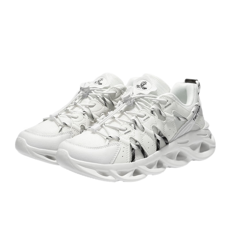 TECTOP Hiking Shoes for Couples, Breathable Mesh Outdoor Trekking And Mountaineering Sports Shoes, Pure White/classic Black, Size 40