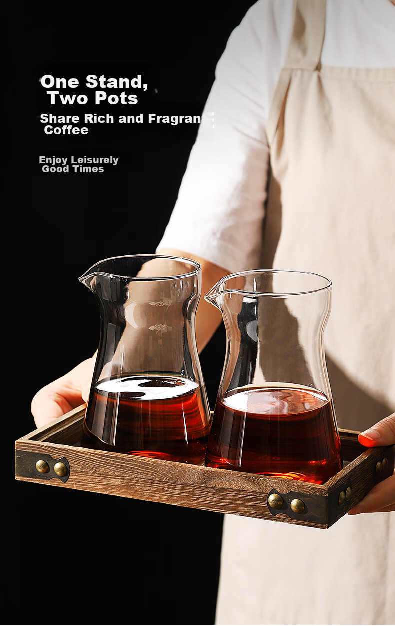 Bincoo Coffee Sharing Pot, Pour-Over Coffee Set, Glass Pot, Japanese-Style Drip Coffee Cup, Cold Brew Pot, Tasting Cup 6