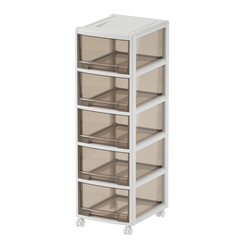 JEKO&JEKO Drawer Storage Cabinet, Children's Wardrobe, Snack Toy Storage Cabinet, Organizer Cabinet, Five-Drawer Chest, Bedside Table, Coffee Color, Five Layers