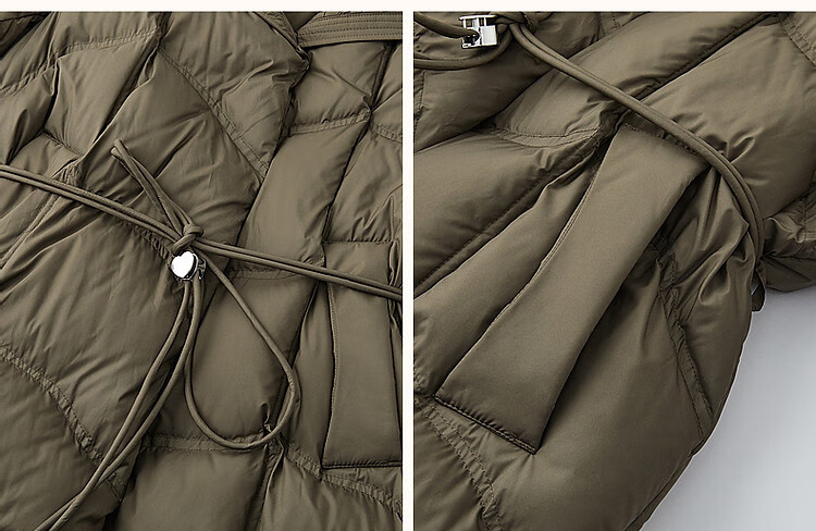Dme [400T Spring Yarn] Winter Lightweight 90% Duck Down, Large Lapel, Wrinkle-Resistant, Adjustable Waist, Women's down Jacket 12