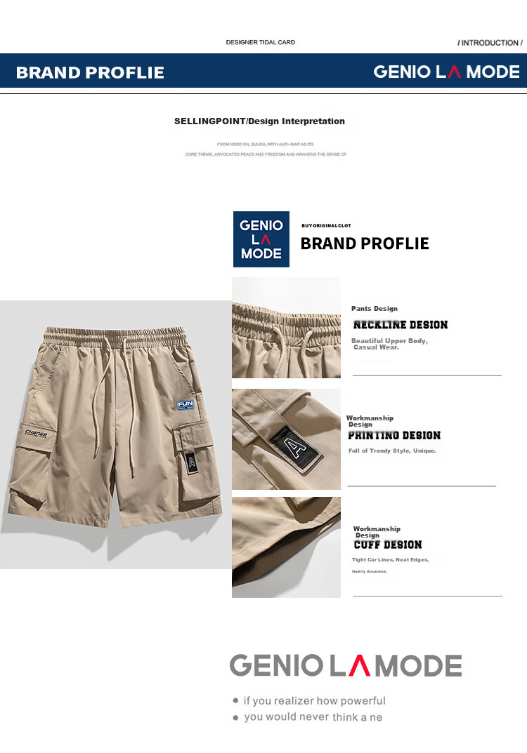 GENIOLAMODE Men's Shorts, Summer New Style Cargo Shorts, Loose Casual Versatile Workwear Shorts 3