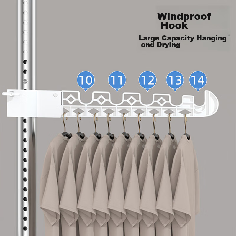 Huakaizhixing Floor-Standing Clothes Drying Rack, Stainless Steel Extendable Balcony Clothes Hanger, No Drilling Required, YJ23 4 Wings