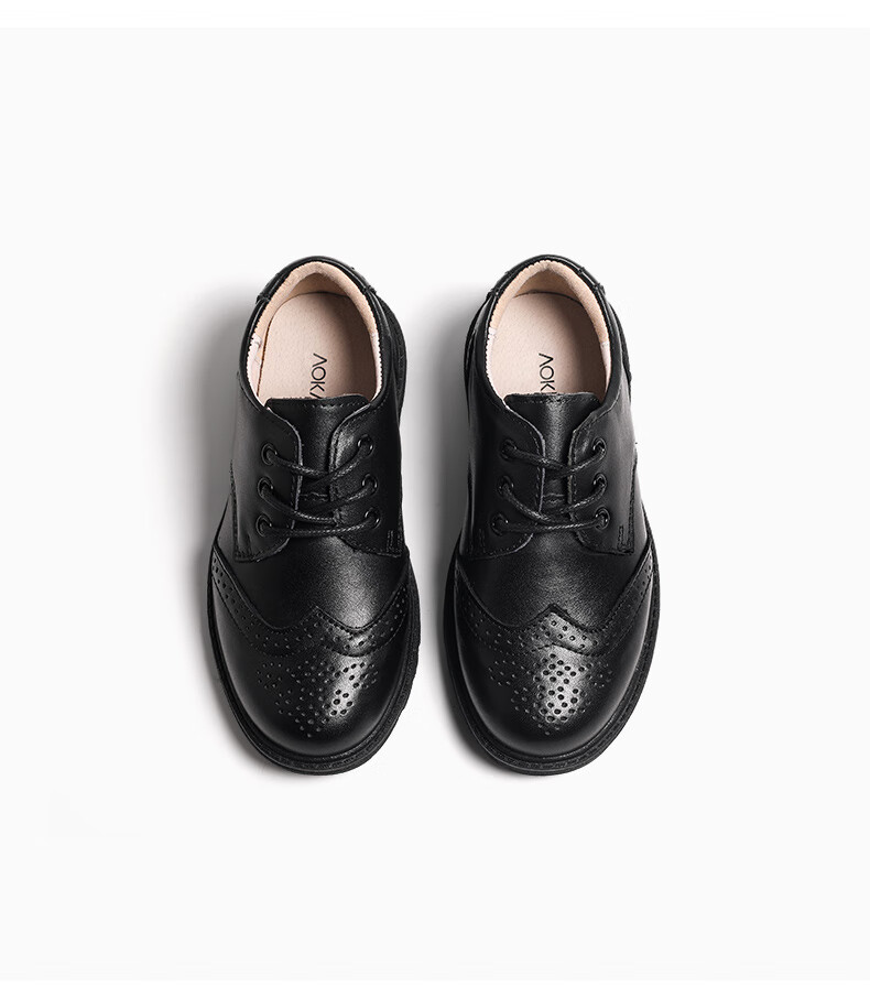 Aokang Children's Shoes, Boys' Leather Shoes, Black Soft-Soled Performance Shoes, New Spring And Autumn Style, British-Style Genuine Leather Performance Shoes for Older Childre 4