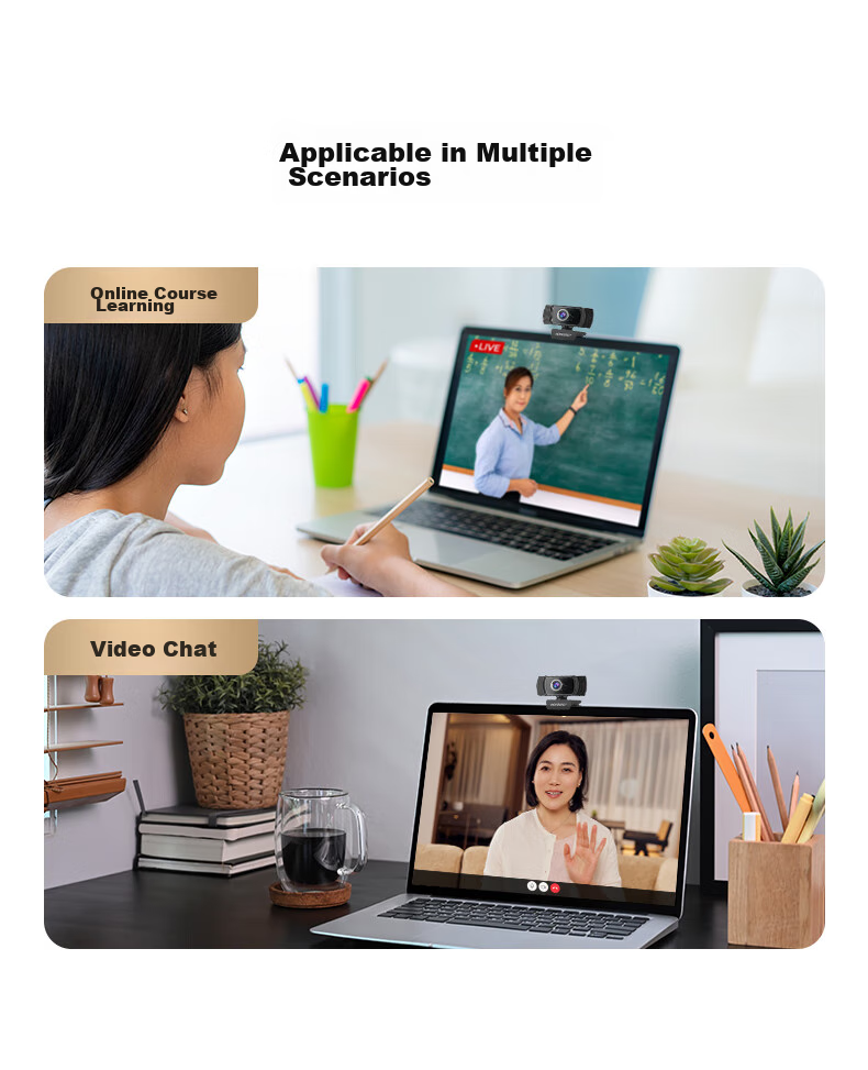 Aoni Computer Webcam, High-Definition with Microphone, Video Chat, Conference, Exam, Online Class, Home Desktop Laptop USB Interface Plug-And C5Pro 4