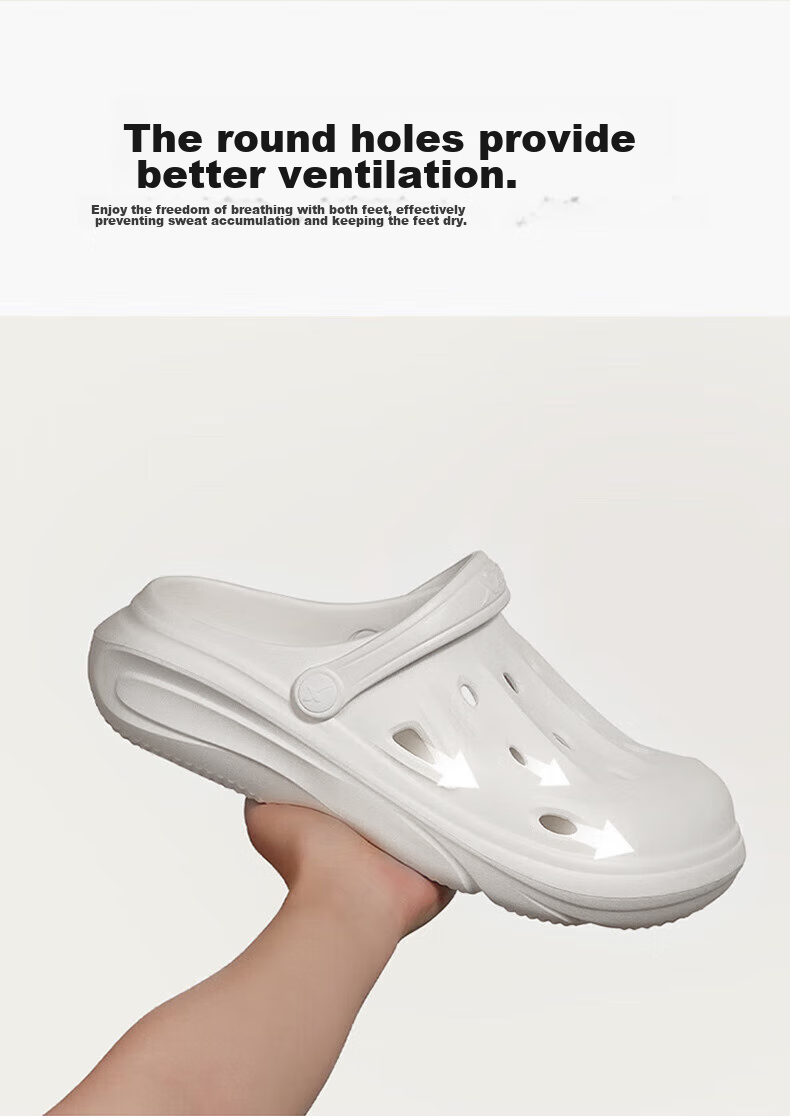XTEP Men's Perforated Shoes, Autumn Slippers for Men, New Style Youth Beach Shoes, Sports Sandals for Men, A457 White, Size 44-45 5