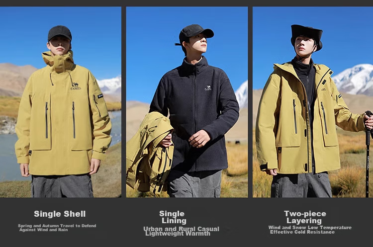 CAMEL Outdoor Jacket Three-In Unisex Coat, Heavy Rain-Resistant Waterproof Windproof Mountaineering Wear A34CA18673 12