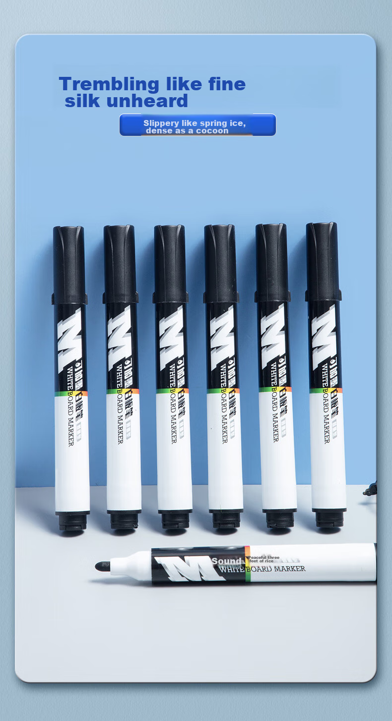 M&G Stationery Erasable Whiteboard Markers Easy to Erase D10 Value Edition Single-Tip Office Meeting Pen Refillable Black 10 Pcs/box AWMY2201 11