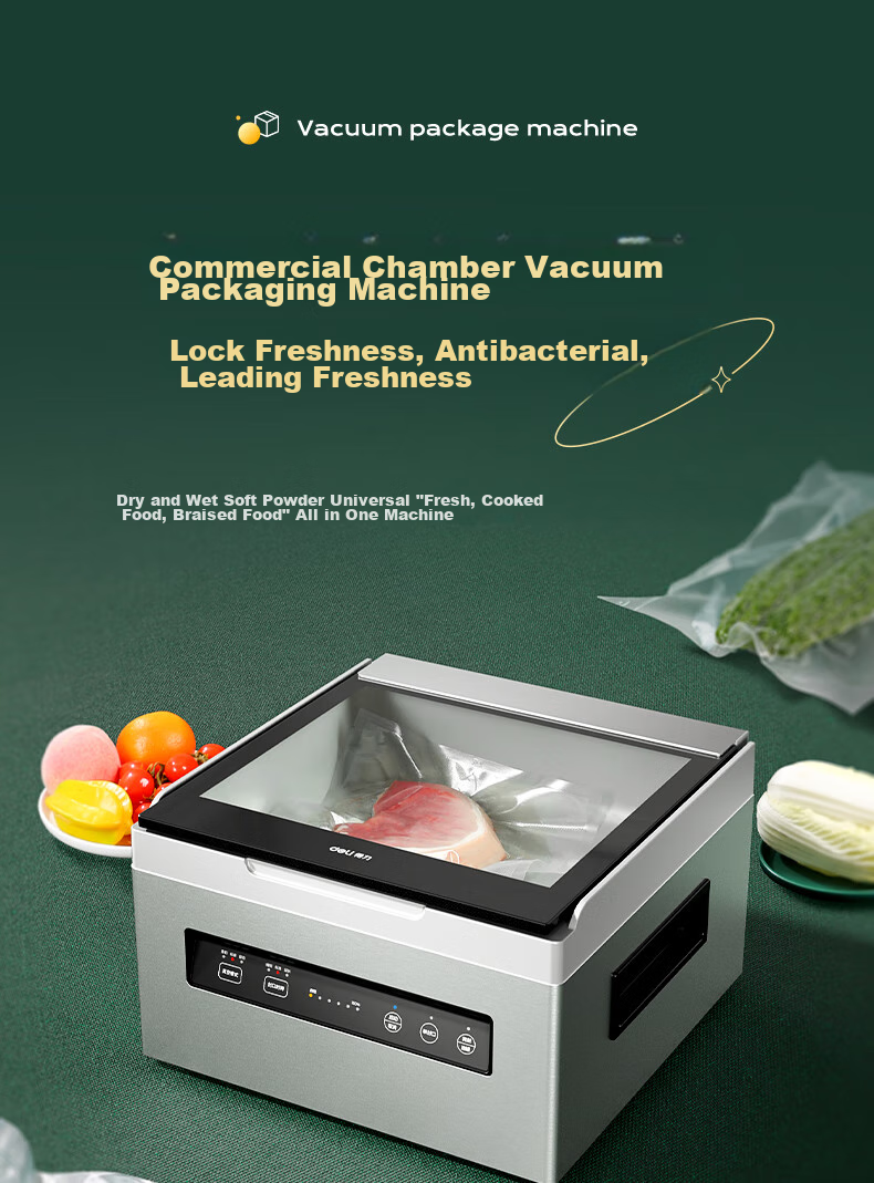 Deli Large Commercial High-Suction Vacuum Sealer, Food Packaging Machine, Automatic Vacuum Sealer, Dual-Use for Dry And Wet Foods, Home Use Vacuum Preservation And Sealing Machine 2
