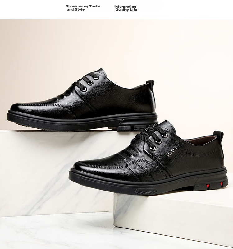EGCHI Men's Leather Shoes, Business Casual Shoes, Top-Grain Cowhide Slip-On Driving Shoes, C8833, Black, Size 43 29